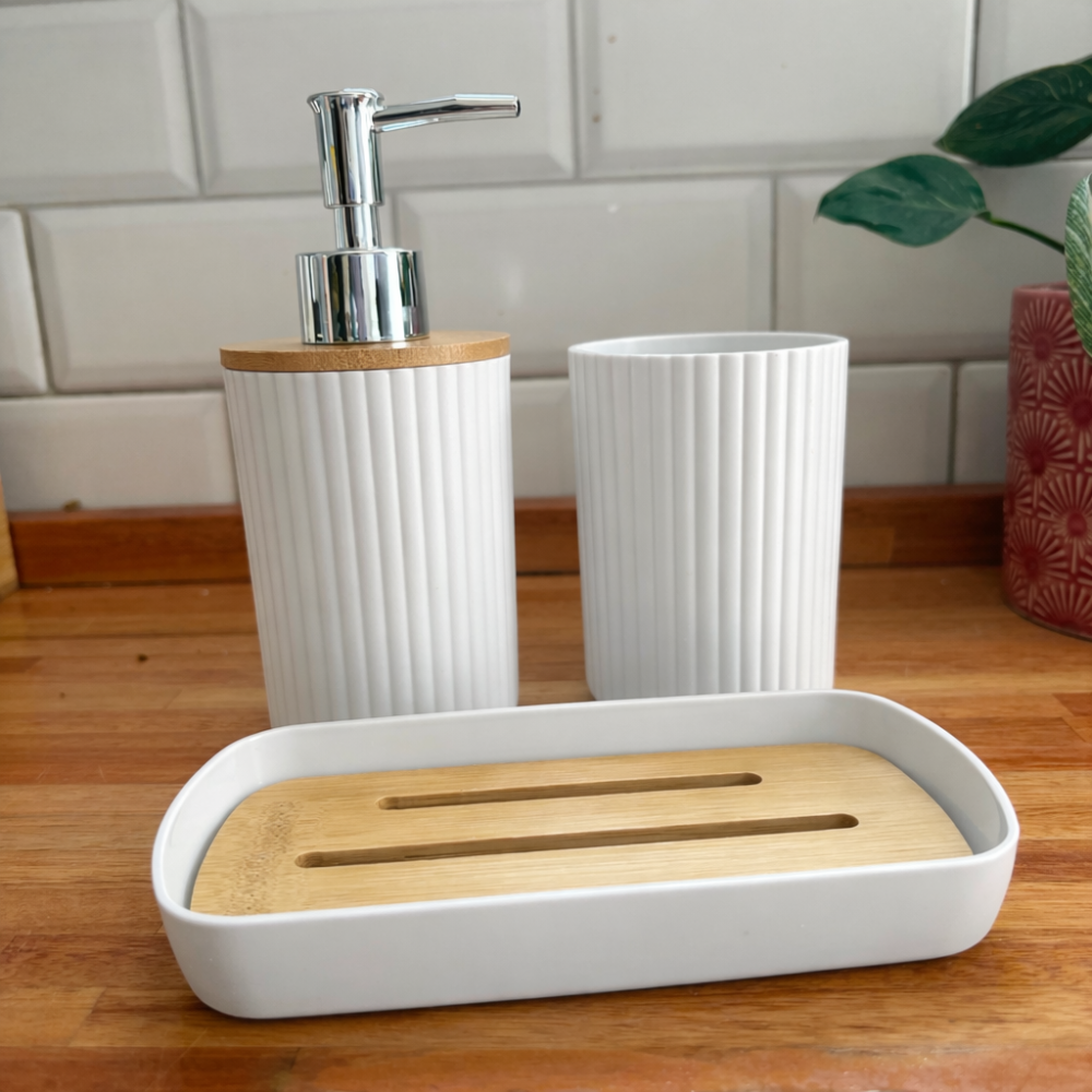 Set de accesorios 3 piezas para baño BLANCO