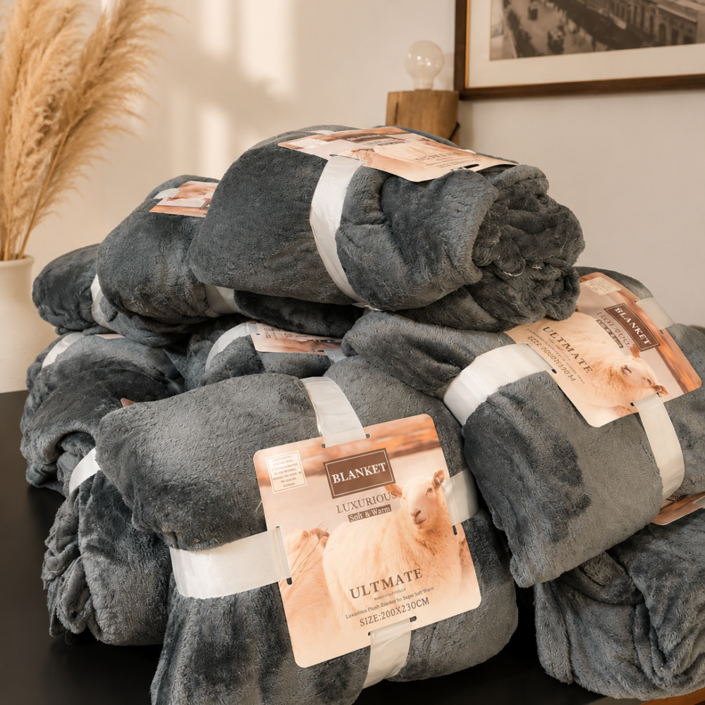 Manta polar grande 200 x 230 GRIS OSCURO