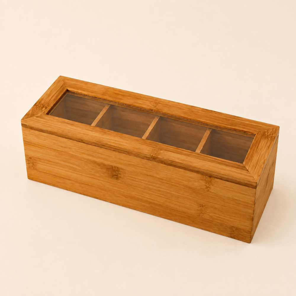 Caja de té en bambu 4 div