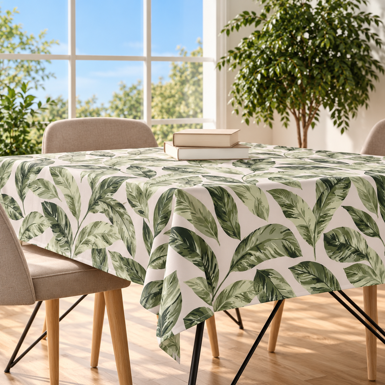 7916c92e-aaec-42fd-ba30-701dcf074333 Mantel impermeable - diseño de hojas verdes - Imagen 1