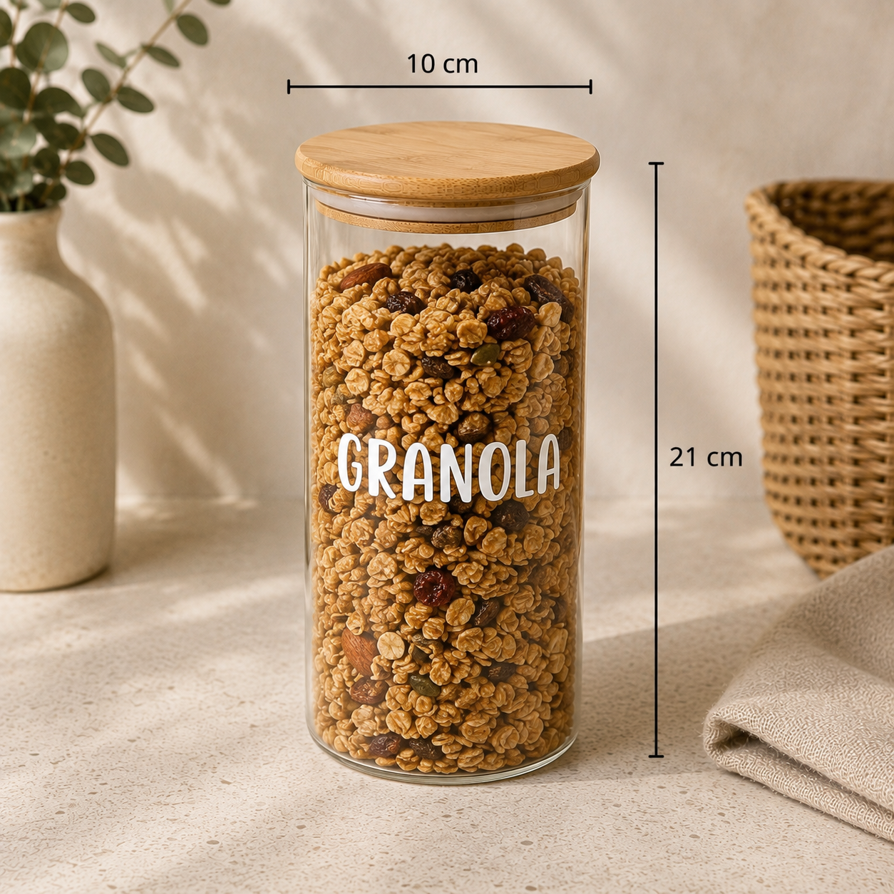 D01D6D7E-EA51-4DA0-82AB-BAD5C9FFB6F7 Frasco Redondo tapa bambú 1300ml / 10 x 20cm - Imagen 1
