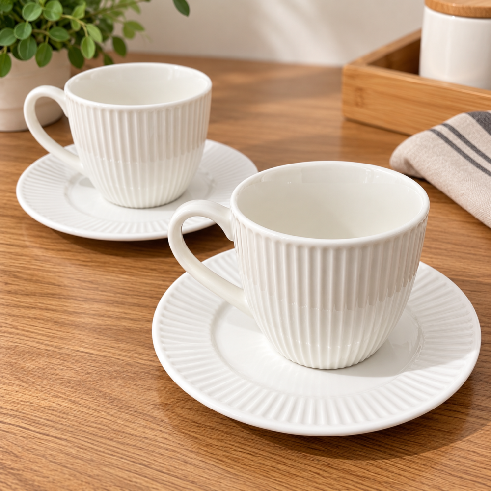 Set de taza de té - 8 piezas (4 tazas + 4 platos)