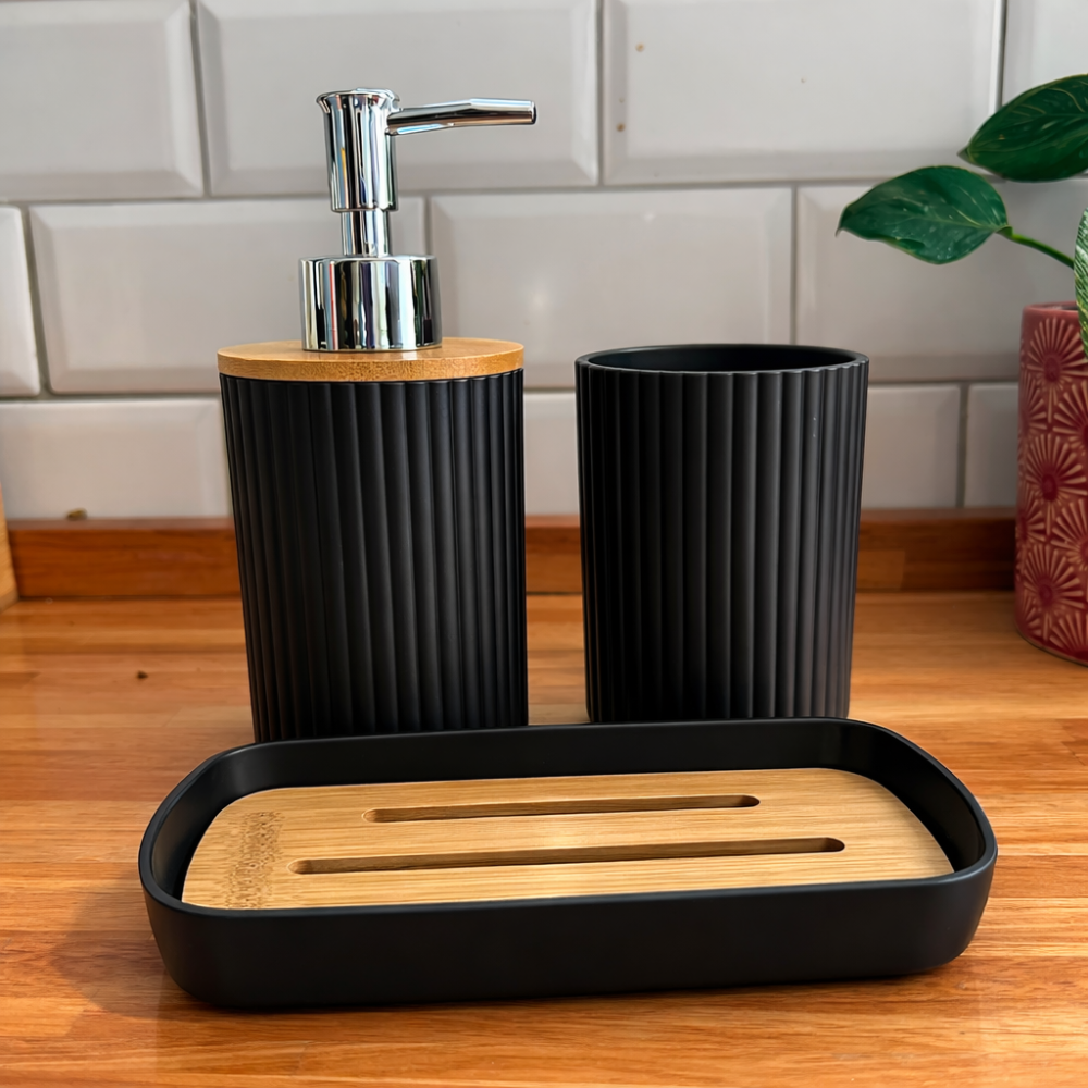 Set de accesorios 3 piezas para baño NEGRO
