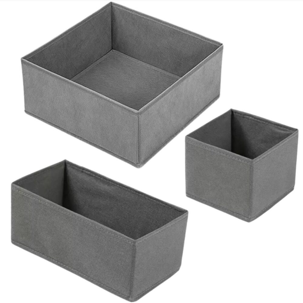 Set de 3 cajas organizadoras de tela GRIS