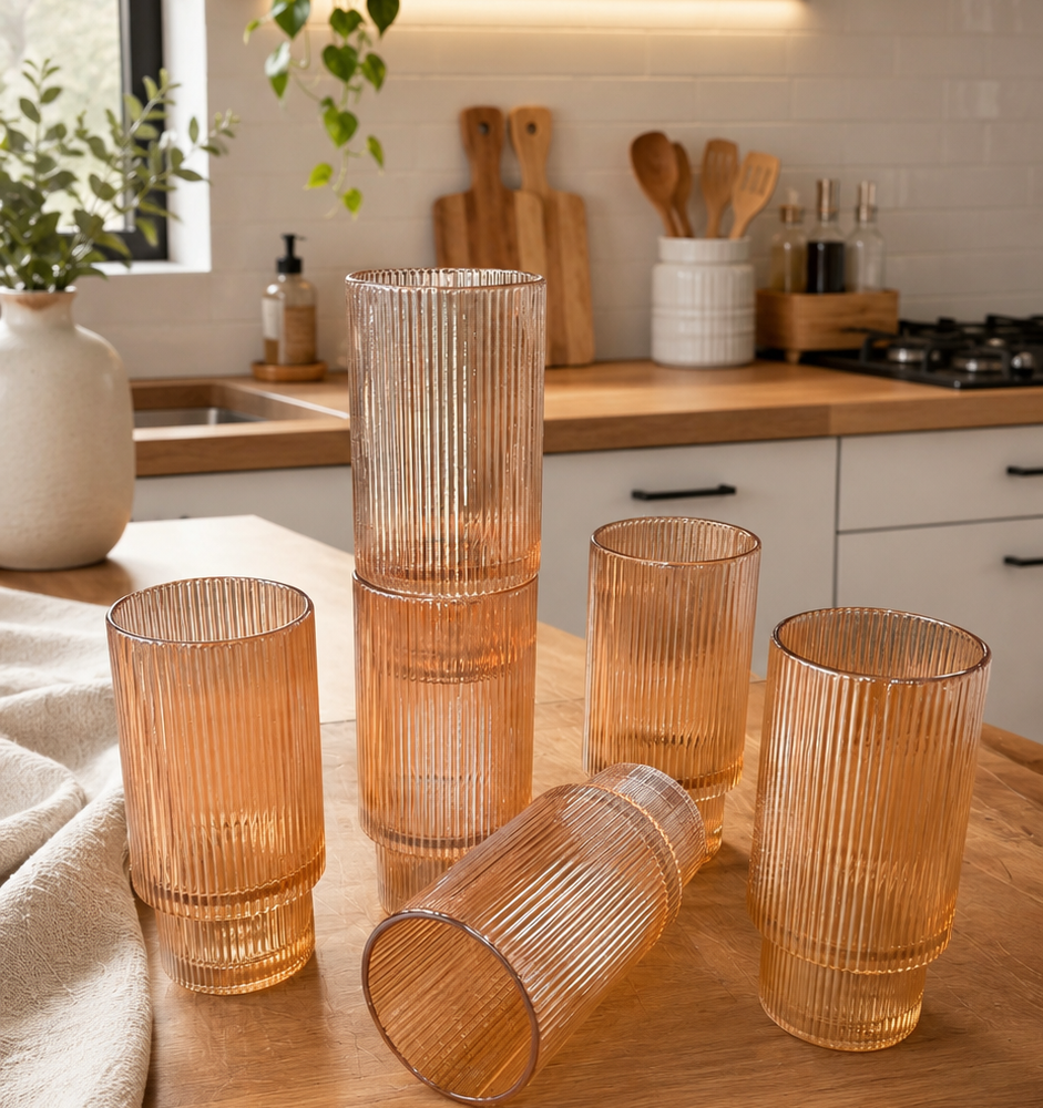 Vasos Cirus ámbar  x6