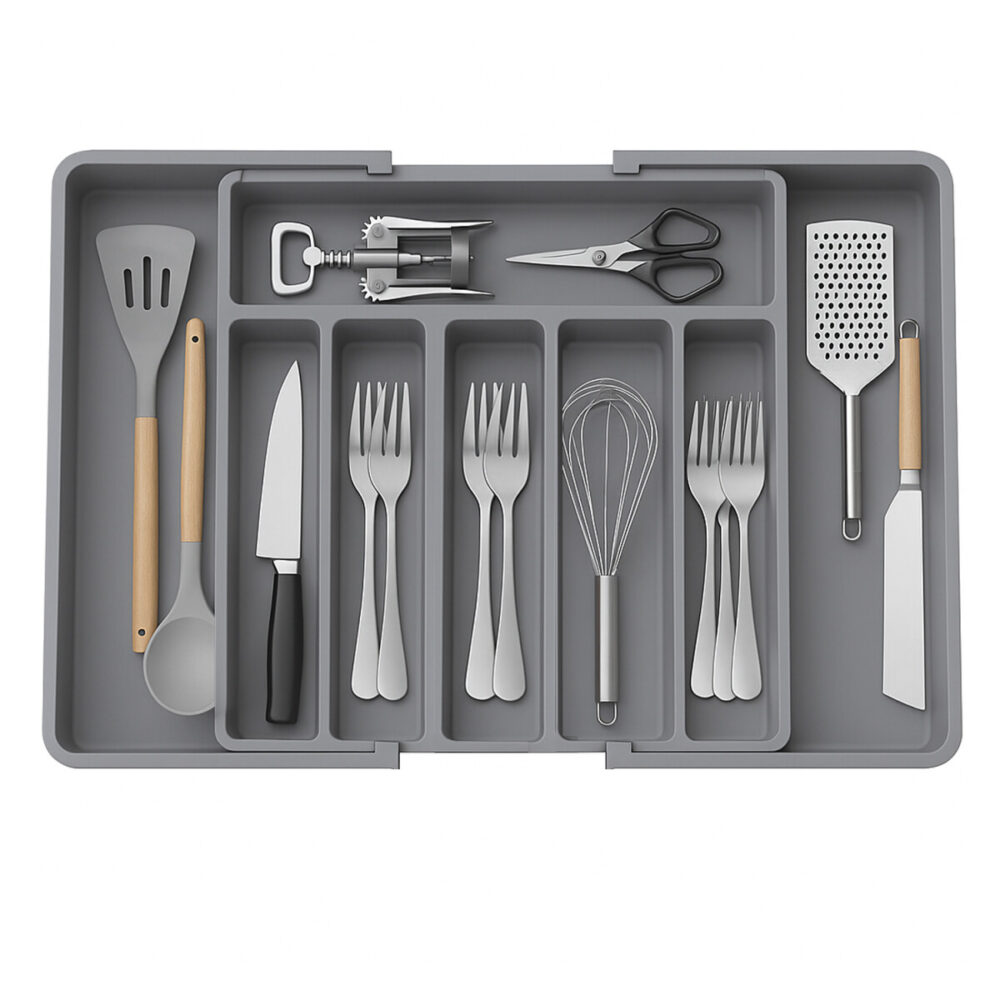 Cubiertero de plástico extensible Gris